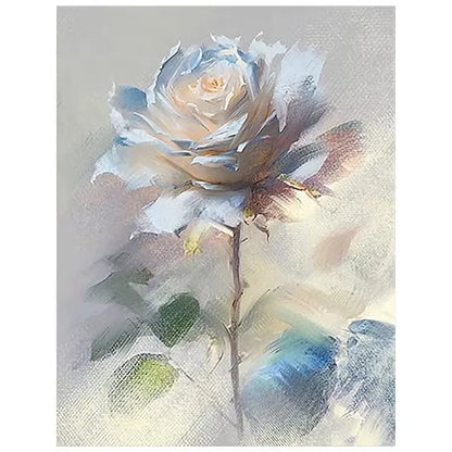 Lumna - Ewige Eleganz - Weiße Rose in Öl